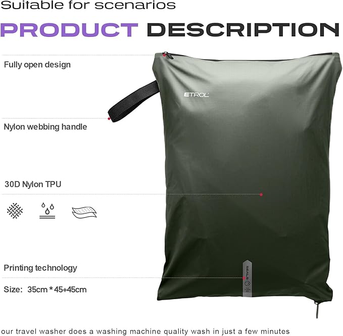 Mesh Laundry Bag for Travel, Gym, College, and Camping – Large Washable Zippered Dirty Clothes Organizer with Breathable Fabric – Portable Laundry Hamper for Sports, Healthcare Workers – Brown