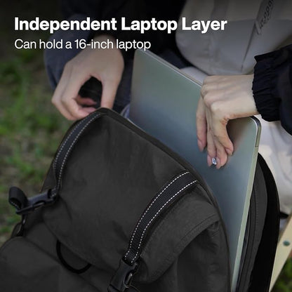 mixi Travel Backpack for Women Men, 18 Inch Carry On Laptop Backpack Flight Approved fits 16'' Laptop, Lightweight Waterproof Hiking Backpack Travel Outdoor Business Casual Daypack, Black