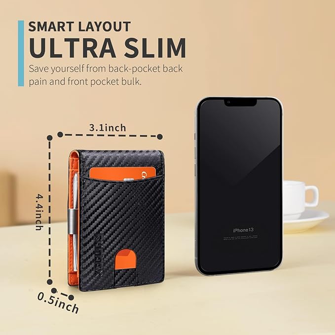 RUNBOX Money Clip Slim Wallets for Men RFID Blocking 11 Card Holder Minimalist Small Leather Bifold Men's Front Pocket Wallet Gift Box