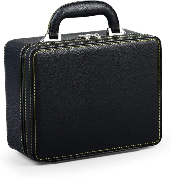 Oirlv Black Luxury Leather Travel Jewelry Box Jewelry Storage Case Jewelry Suitcase for Women and Men