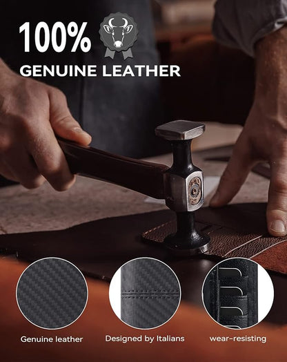 Swallowmall Leather Wallet for Mens Genuine Leather RFID Blocking Bifold Wallets with 1 ID Window 15 Card Slots