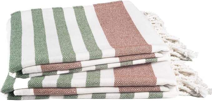 Cotton Turkish Beach Towel with Towels Oversized 36"x72" Pool Absorbent Extra Large Quick Dry Sand Travel Towel (Kavee Mist, 2 Pack)