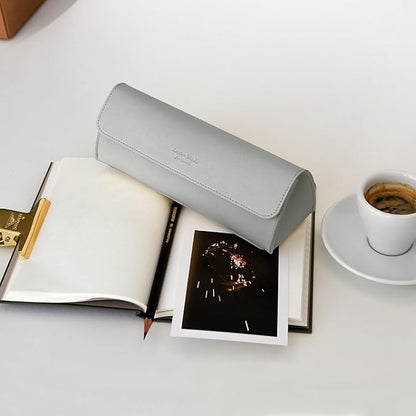 carrotez Stylish PU Leather Makeup Bag: Versatile Travel Toiletry Bag & Cosmetic Pouch, Small Makeup Organizer for Purse Essentials - Ideal Makeup Brush Holder & Sunglasses Case for Women - Grey