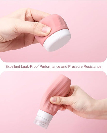 Travel Size Toiletries 8 Pack, TSA Approved 3oz/1oz Silicone Refillable Containers with Clear Travel Bag