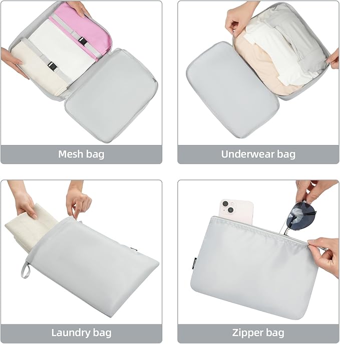 BAGAIL 6 Set/8 Set/10 Set Packing Cubes Various Sizes Packing Organizer for Travel Accessories Luggage Carry On Suitcase