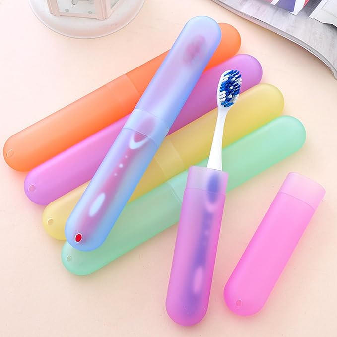 60 Pieces Travel Toothbrush Cases Holder Plastic Toothbrush Holders Portable Toothbrush Case Toothbrush Case Holders for Indoor Outdoor Travel Trip Home Camping School (6 Color)