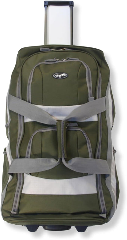 Olympia U.S.A. 33 inch Jumbo Size 8 Pockets Wheeled Rolling Duffel Bag Water Resistant Luggage Lightweight Travel Suitcase with Retractable Handle