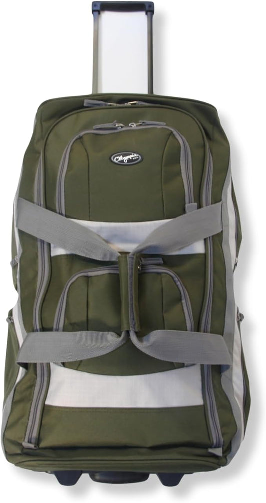 Olympia U.S.A. 33 inch Jumbo Size 8 Pockets Wheeled Rolling Duffel Bag Water Resistant Luggage Lightweight Travel Suitcase with Retractable Handle