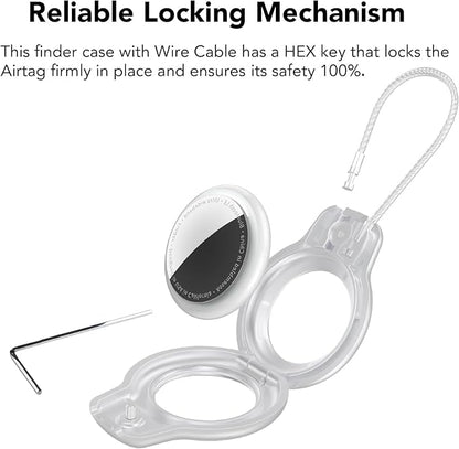 SPGUARD for AirTag Holder Metal Case with Keychain Full Protective Air Tag Cover for Apple Air TagHolder with Wire Cable Luggage Lock Keyring Key Chain Accessories for GPS Item Tracker for Kids