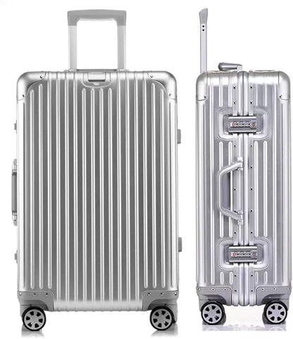 HotWay 20 Inch All Aluminum Carry On Luggage with Wheels, Hard Shell Zipperless Suitcase with TSA Locks, Silver Travel Luggage (22x14x9 Airline Approved)