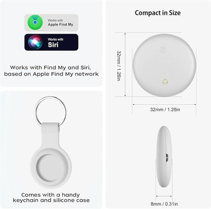 2 Pack Item Finder Works with Apple Find My (iOS Only), Bluetooth Tracker with Keychain & Case, Luggage Locator, Tracking Tags, Anti-Lost Device for Keys, Wallets, Bags, Pets (2 Pack-White)