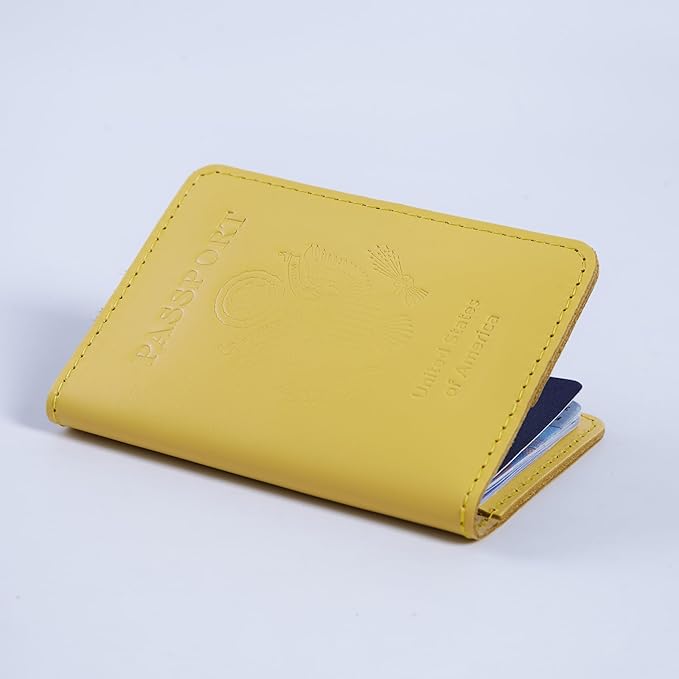 INCARNE US Leather Passport Holder for Travel - Passport Case - Passport Wallet for Men - Passport Cover for Women Sleeve Protector - Travel Essentials Vacation Luggage Travel Gifts - Classic Blue