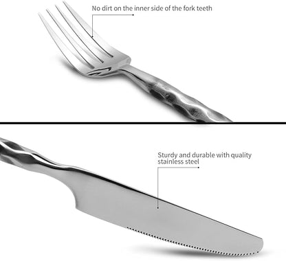 Silverware Set Stainless Steel Flatware Set Cutlery Set Vintage with Twisted Handle Mirror Finished 20 Pieces Service for 4