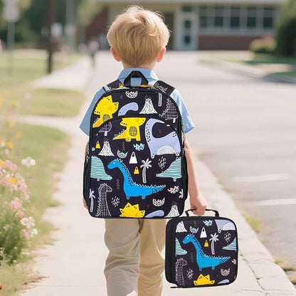 AGSDON 5 Piece Kids Luggage Set for Boys, Cute Rolling Wheels Suitcase for Toddler, Children Travel Carry on Suitcase-Dinosaur