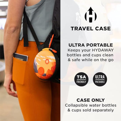 HYDAWAY Travel Case for Collapsible Bottles, Bowls & Cups - Protective Storage with Carabiner Clip - Durable, Water-Resistant, TSA-Friendly