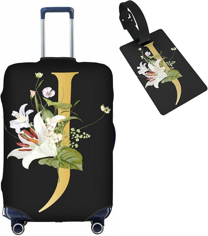 Decorative J Suitcase Protectors Elastic Washable Luggage Covers With Concealed Zippers For 18-32 Inch Luggage (Size M: Fits 22-24 Inch)