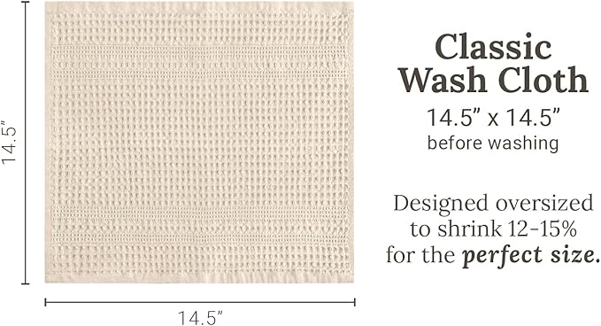 GILDEN TREE Waffle Towels Wash Cloths for Showering, Exfoliating Washcloth Face Towels, Quick Dry Towel Cotton Washcloths Set of 4, Classic Style (Cream)