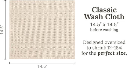 GILDEN TREE Waffle Towels Wash Cloths for Showering, Exfoliating Washcloth Face Towels, Quick Dry Towel Cotton Washcloths Set of 4, Classic Style (Cream)