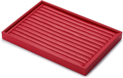 Oirlv Gorgeous Red Leather Ring Organizer Tray Jewelry Display Tray Stackable Jewelry Organizer Plate