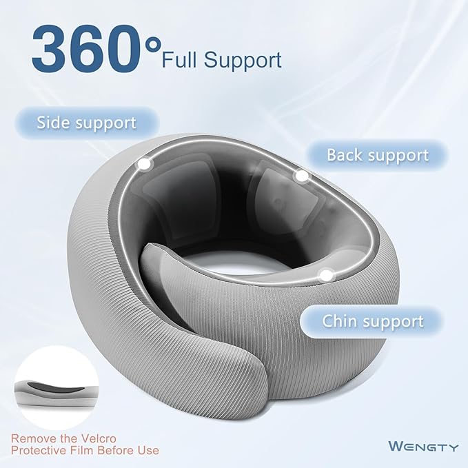 Neck Pillow for Traveling,Travel Neck Pillow for Airplanes,Cooling Fabric&100% Pure Memory Foam,Neck Pain Relief,Ergonomic Support for Long Flight(Gray, Standard Size-(Broad Fit))