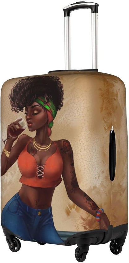 Suitcase Protector Cover - TSA Approved Luggage Cover - Washable, Anti-scratch - X-Large - African American Afro Black Girl