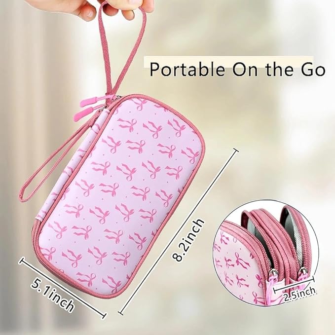 COSHAYSOO Travel Gifts for Women College Teen Girls Trip Favors Pink Birthday Gift Ideas, Electronics Cord Cable Organizer Bag Tech Pouch Case Gadgets Accessories Cruise Airplane Essentials, Bowknot
