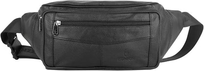 Genuine Leather Fanny Pack/Waist Bag/Organizer with Adjustable Belt, Multiple Pockets For Men and Women