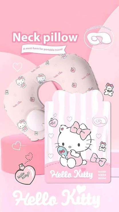 Kitty Cat Neck Pillow, Pink Memory Cotton Travel Accessory, Suitable for Airplane, car and Office Scenes, Comfortable and Breathable,