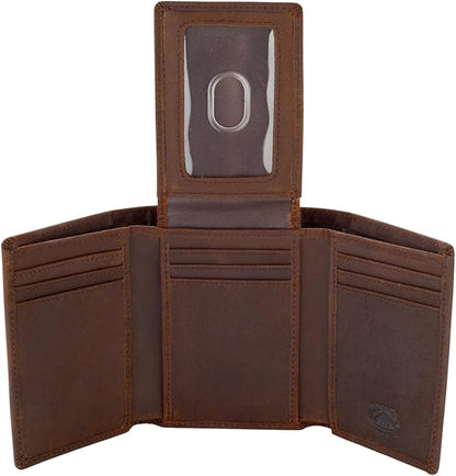 Stealth Mode Trifold Leather Wallet for Men with ID Holder and RFID Blocking (Brown)