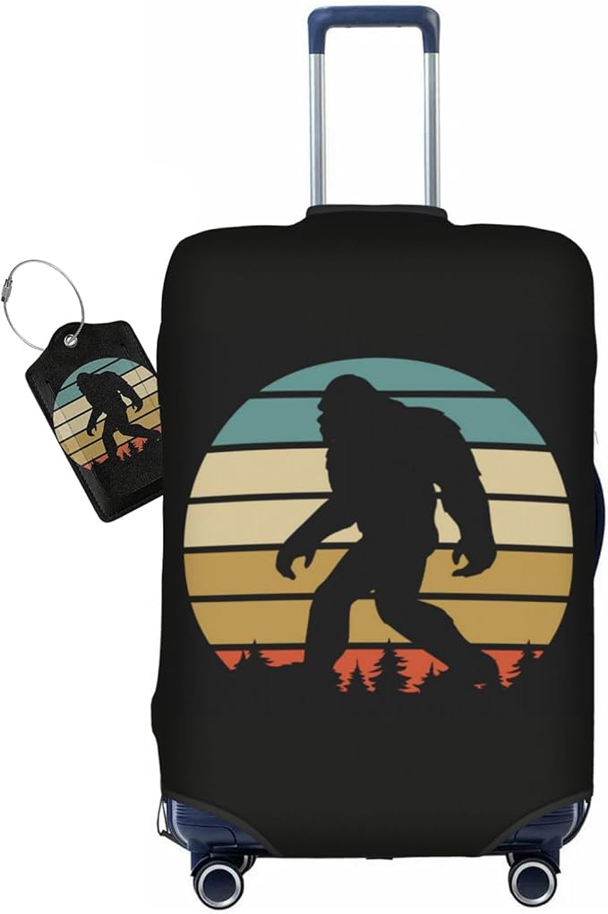 Bigfoot Forest Luggage Cover Washable Suitcase Protector, Sasquatch Luggage Tag Travel Birthday Gifts For Men Women (L 26-28 Inch Luggage)