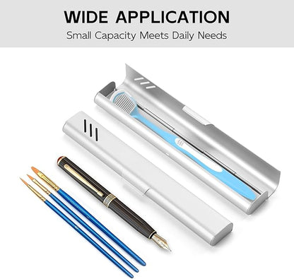 Travel Toothbrush Case, 2Pack Portable Toothbrush Holders, Durable Aluminum Toothbrush Storage Box, Small Breathable Manual Toothbrush Container for Traveling, Camping, Business Trip - Sliver