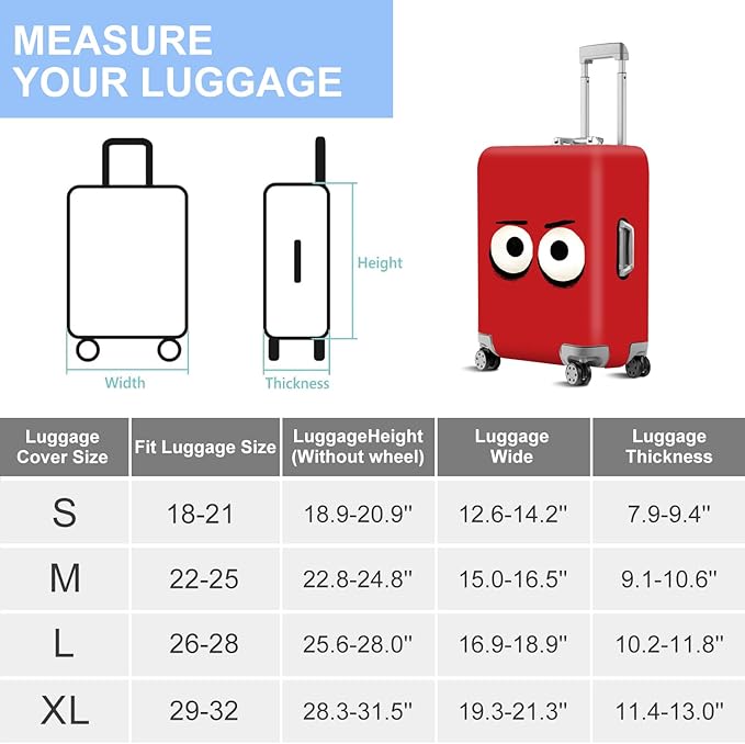 ANNA QUEEN Cut Emoticons Red Luggage Cover Washable Suitcase Protector Suitcase Cover Anti-Scratch,Stretchable Fit for 18-32Inch Luggage,Travel Bag Cover L(fits 26-28Inch suitcase)