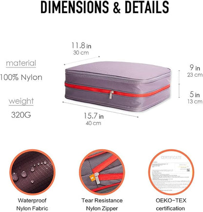 Bee Nesting Waterproof Compression Packing Cubes,Travel Packing organizers for Carry on Luggage,Backpacking, Suitcases