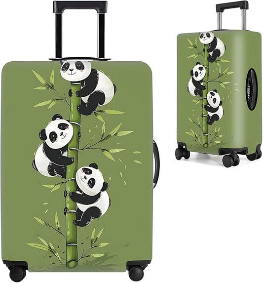 Cute Panda Luggage Cover – Bamboo Climbing Panda Suitcase Protector, Stretchable & Waterproof Travel Luggage Sleeve,XL