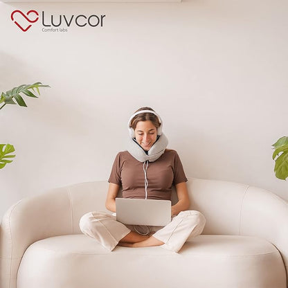 Premium Quality Memory Foam Travel Neck Pillow Bundle - Best Ergonomic Pillow for Airplane Travel, car Ride, Sleeping. Comes with Eye mask, earplugs and Storage Bag