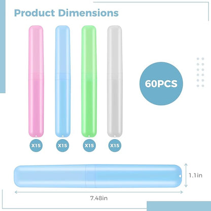 Lnrueg 60PCS Portable Travel Toothbrush Holder Case, Plastic Toothbrush Case, Toothbrush Cases for Indoor, Outdoor, Travel, Camping, School, and Home Use