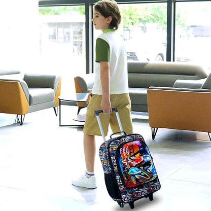 UFNDC Kids Suitcase for Boys, Suspension Bridge Racing Luggage with Wheels，Travel Carry on for Children Toddler Elementary