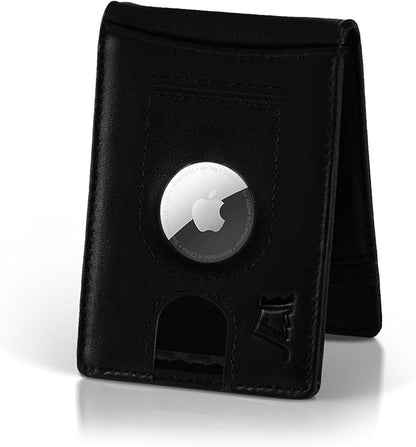 Kings Loot Trackable Airtag Wallet for Men | RFID Blocking Leather Design with Airtag Holder, Money Clip & Pull Tab | Minimalist Air Tag Wallets