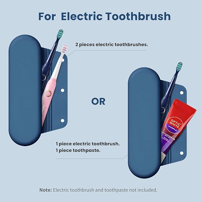 Silicone Electric Toothbrush Travel Cover, Toothbrush Travel Containers Bag Case for Men and Women,Keeps Toothbrush Fresh and Clean, Fits Most Manual and Electric Toothbrushes - Blue