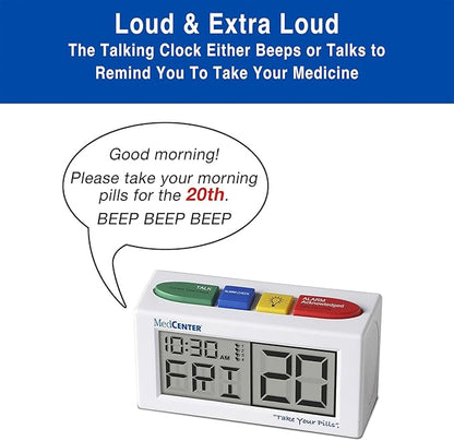 Medcenter Monthly Pill Organizer System 4 Times a Day, 31 Day Pill Organizer Box with Talking Alarm Reminding System, HSA/FSA Monthly Pill Box for Daily Medication, Gift for Mom, Dad, Elderly