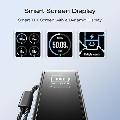 EF ECOFLOW Rapid Power Bank, 25,000mAh, 170W, 100W Built-in and Retractable Cables, Portable Charger with Triple 100W USB-C Port, Compatible with iPhone 17/16/15/14, Samsung, Laptop and More, Green