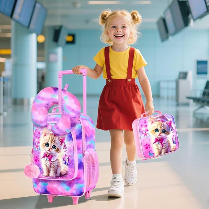 Kids Suitcase with Wheels for Girls and Boys, Rolling Carry on Luggage for Toddler Children