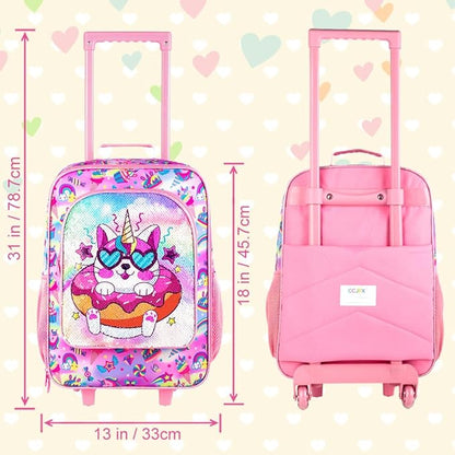 Kids Luggage for Girls, Cute Cat Rolling Suitcase Wheels for Children Toddler
