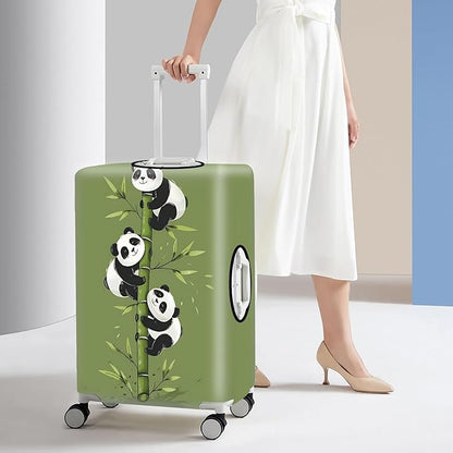 Cute Panda Luggage Cover – Bamboo Climbing Panda Suitcase Protector, Stretchable & Waterproof Travel Luggage Sleeve,L