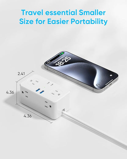 UK Adapters for Travel, US to UK Plug Adapter, 6 AC Outlets, 4 USB Ports (2 USB C), 3ft Wrapped Around Extension Cord, Type G Plug Adapter, for UK Ireland Hong Kong Travel