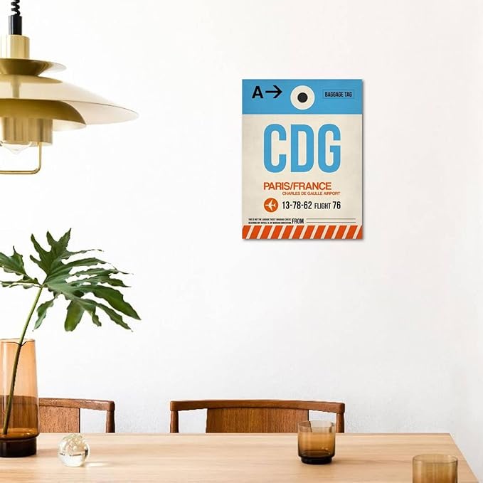ART.COM Wall Art Print CDG Paris Luggage Tag 2 by NaxArt, 24" x 32"
