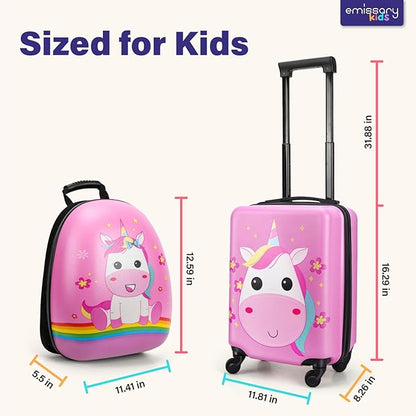 emissary Kids Luggage Sets For Girls, Unicorn Kid's Suitcase Set with Backpack, Childrens Luggage Set For Girls, Kids Carry on Suitcases Toddler Suitcase