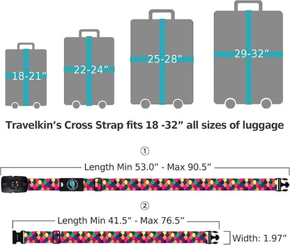 Travelkin Luggage Straps TSA Approved - Adjustable Cross Suitcase Straps with TSA Lock, Reinforced Buckle, Unique Pattern - Secure Heavy Duty Luggage Straps for Travel (Scales of Dragon)