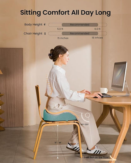 ProtoArc Seat Cushion, Office Chair Cushion for Sciatica, Coccyx Cushion, Ergonomic Memory Foam Seat Cushion for Car, Home, Pressure Relief Pad for Hip, Tailbone, All Day Comfort - Mint Green