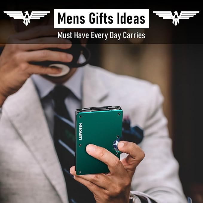 Minimalist Wallet for Men, Metal Wallet with Money Clip, Slim Compact Wallet, RFID Blocking Card Holder, Metal Aluminum Credit Card Holder, Holds up to 20 Cards